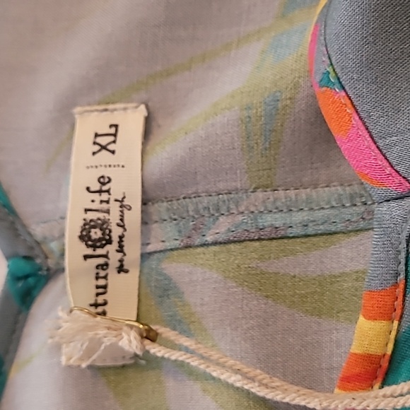 New NATURAL LIFE Asymmetrical Dress - Blue with Floral Accents - Picture 2 of 6